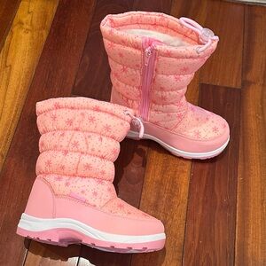 Pink Snowflake Winter Boots